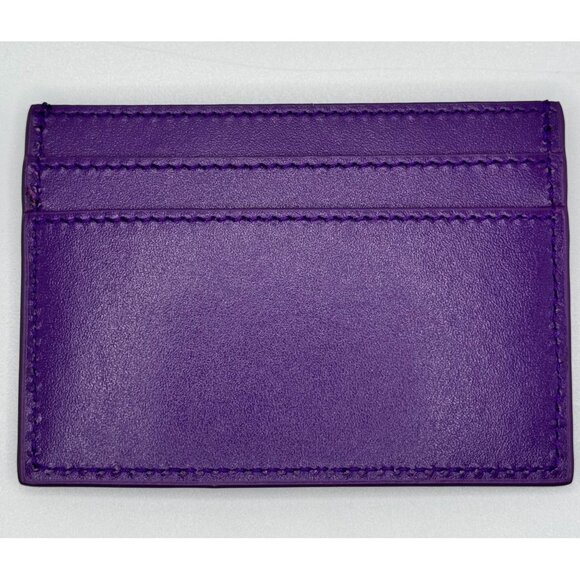 Versace Purple Leather Card Holder With Gold Medusa Logo - Picture 4 of 6